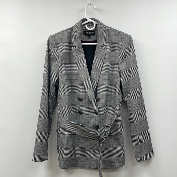 Laundry by Shelli Segal Houndstooth Plaid Double Breasted Longline Blazer 12 - Picture 2 of 12